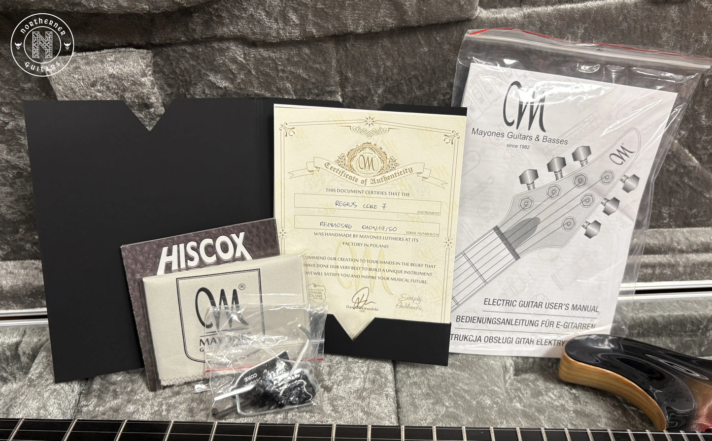 USED Mayones Regius Core 7 Quilt Maple 2018 Trans Galaxy Eye Red Gloss - Northerner Guitars