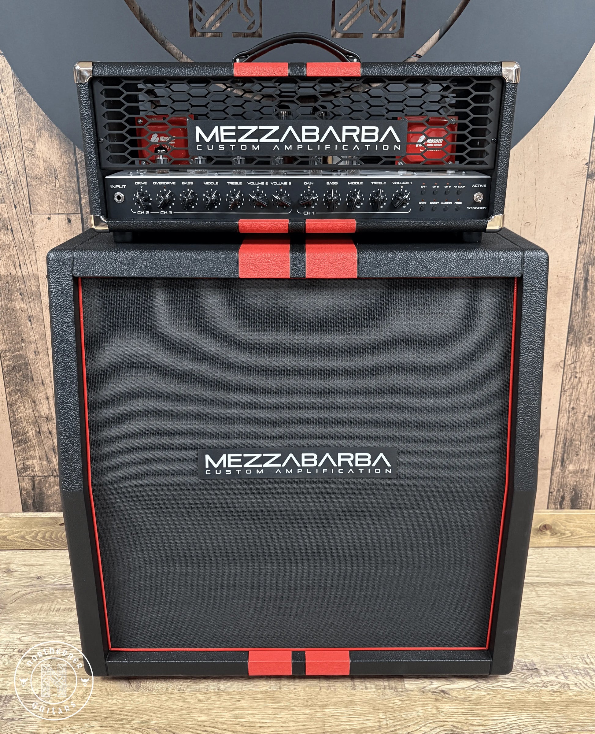 NEW Mezzabarba Trinity 50W EL34 2025 Custom Black w/ Red Racing Stripes Tolex & Red Transformers - Northerner Guitars