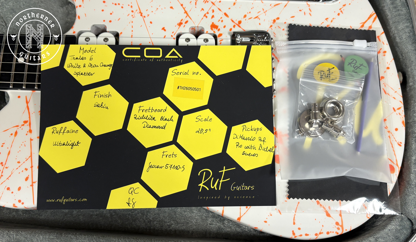 NEW Ruf Guitars Thales 6 White / Orange Splatter