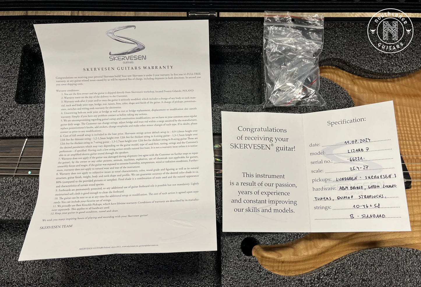 NEW Skervesen Lizard 7FF 2024 Mastergrade Flame Ash - Northerner Guitars