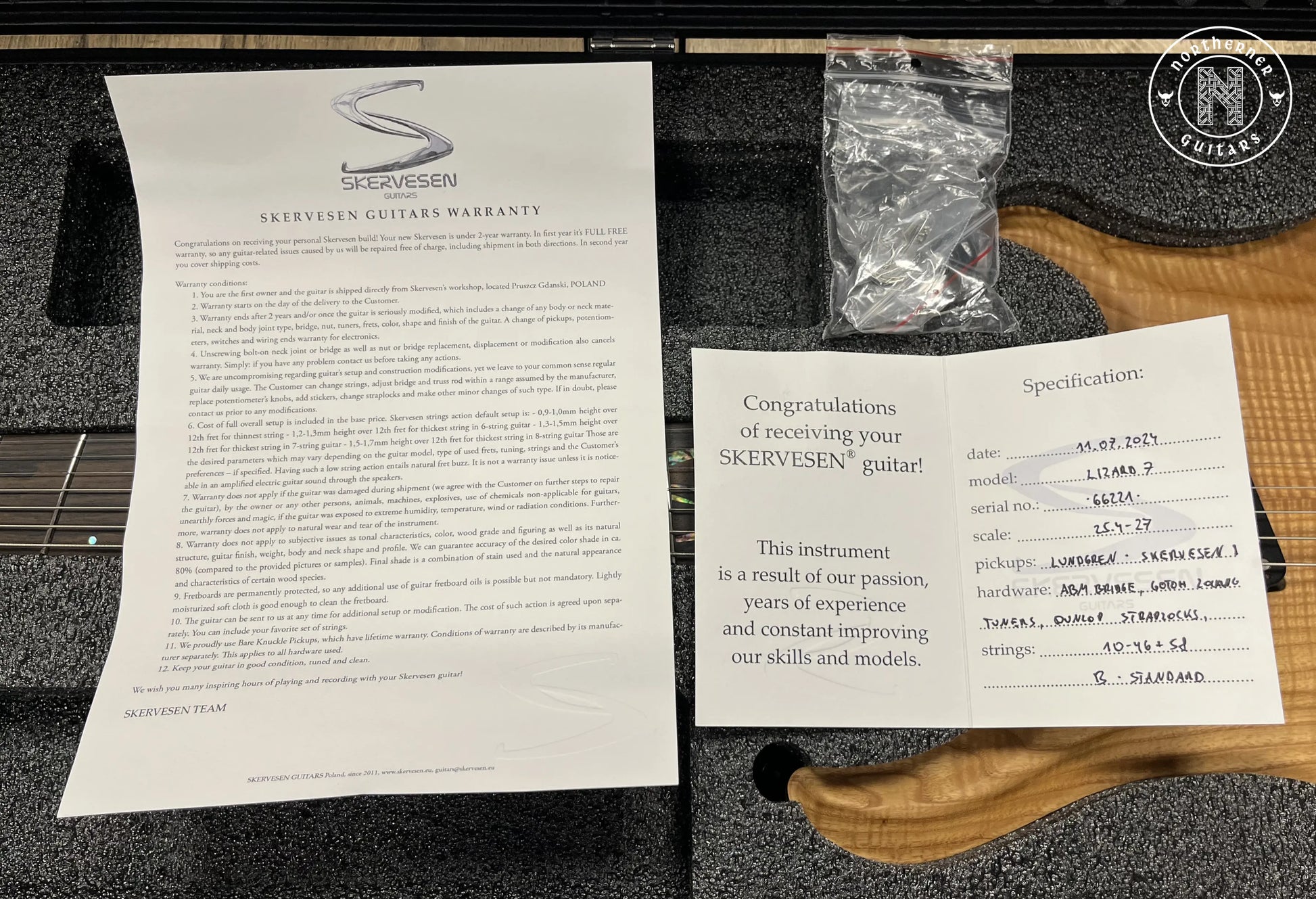 NEW Skervesen Lizard 7FF 2024 Mastergrade Flame Ash - Northerner Guitars