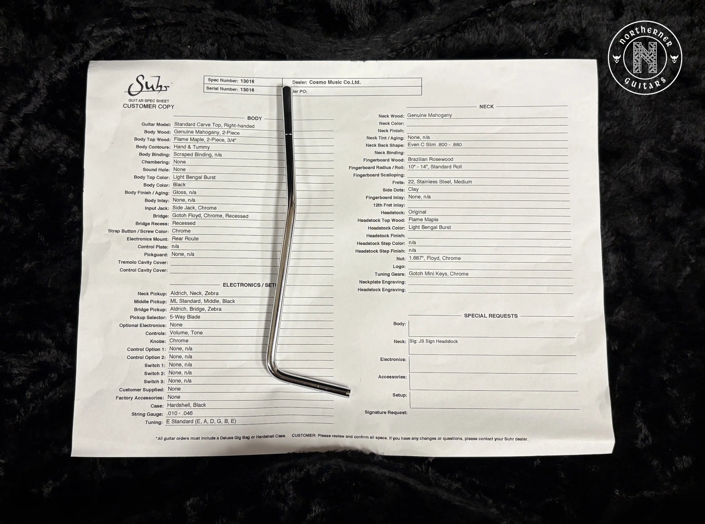 USED Suhr Custom Shop Standard Carve Top Bengal Burst w/ Brazilian Rosewood Fretboard - Northerner Guitars