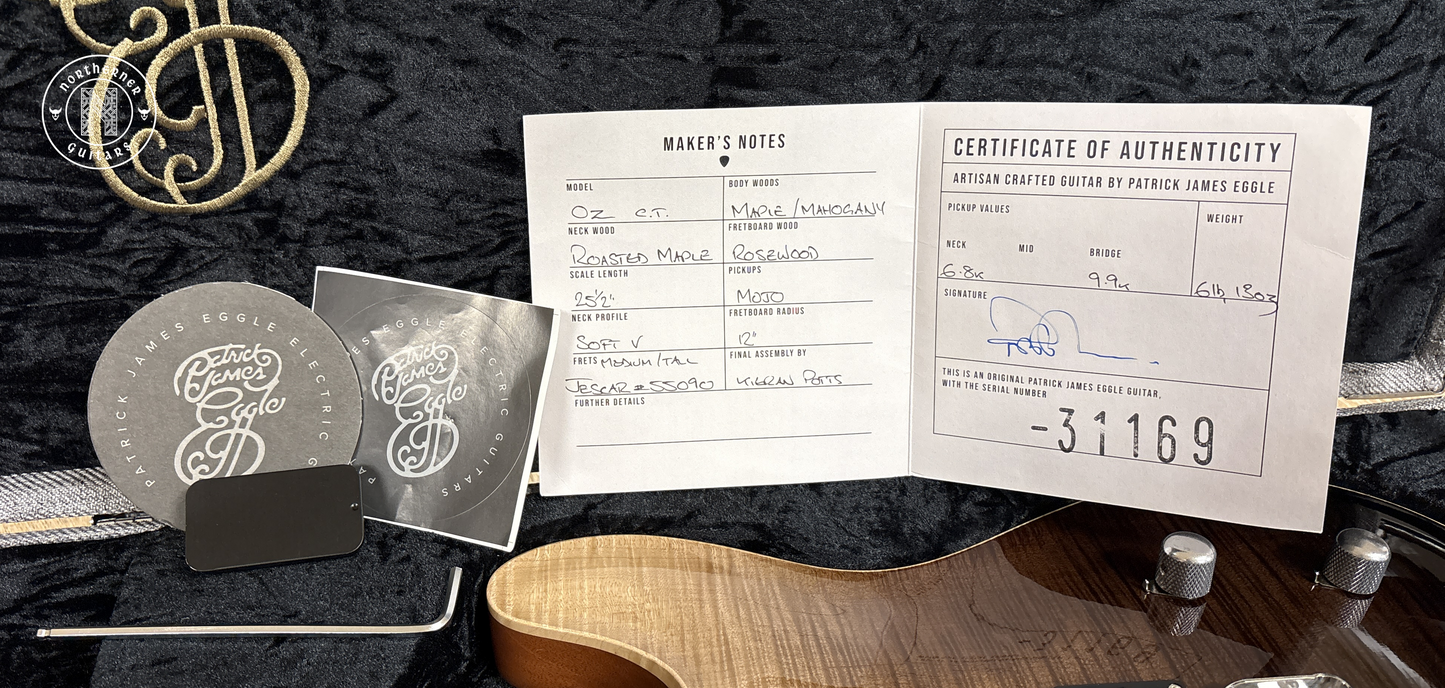 USED Patrick James Eggle Oz-T Carved Top Semi-Hollow