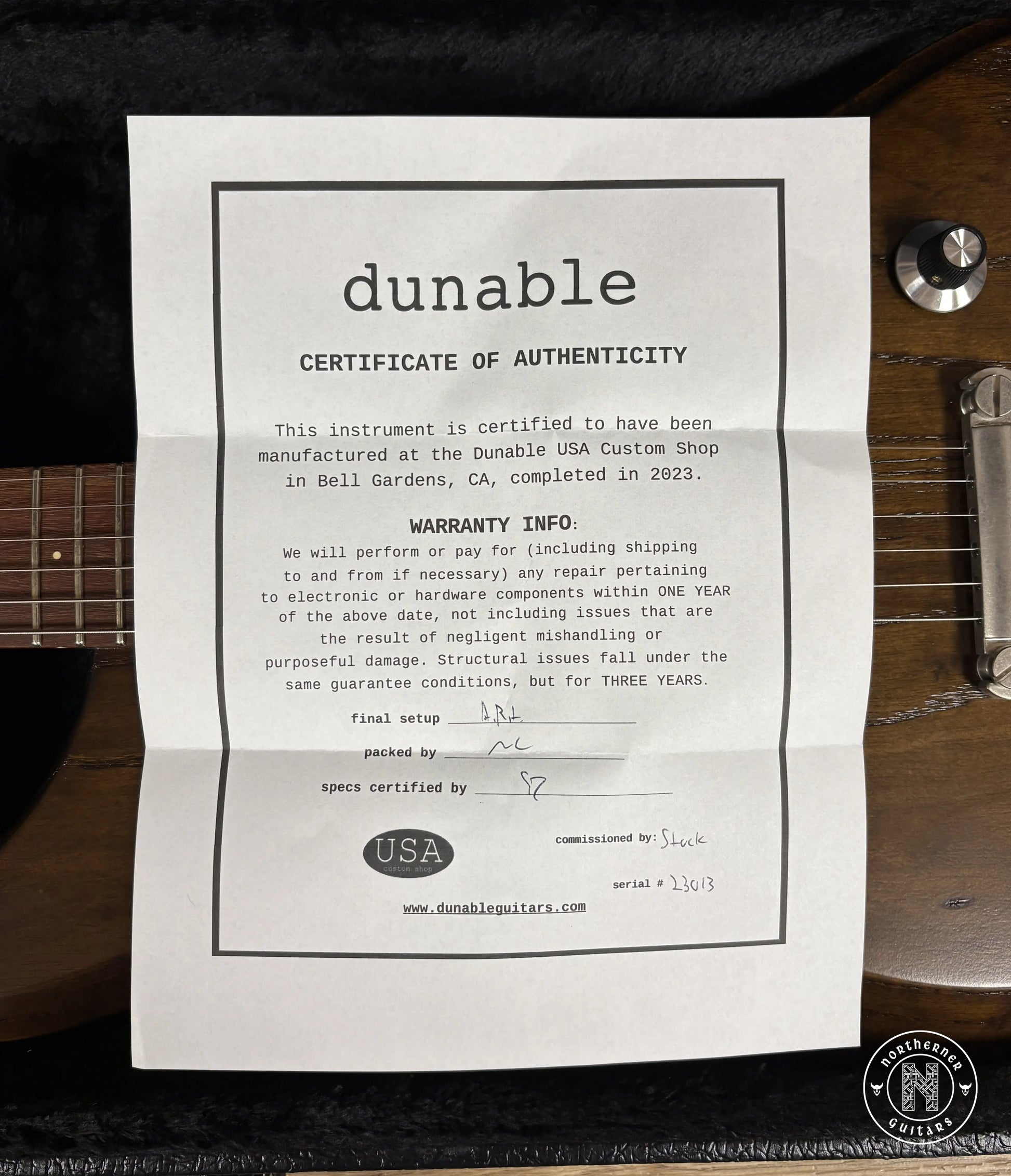 USED Dunable Yeti 2023 Swamp Ash Worn Tobacco Northerner Guitars