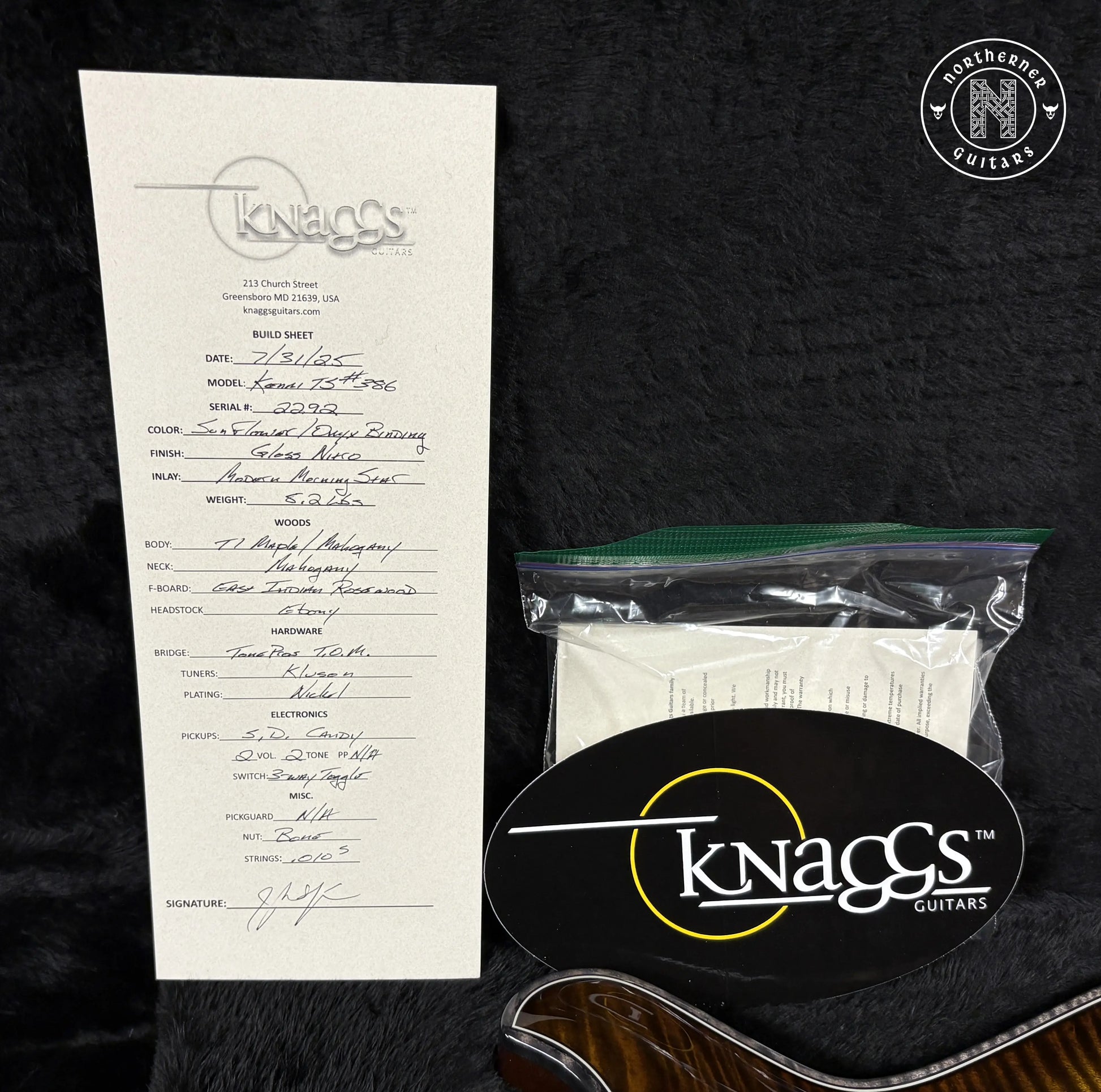 NEW Knaggs Kenai T1 T/S Eric Steckel Signature 2025 Sunflower Northerner Guitars