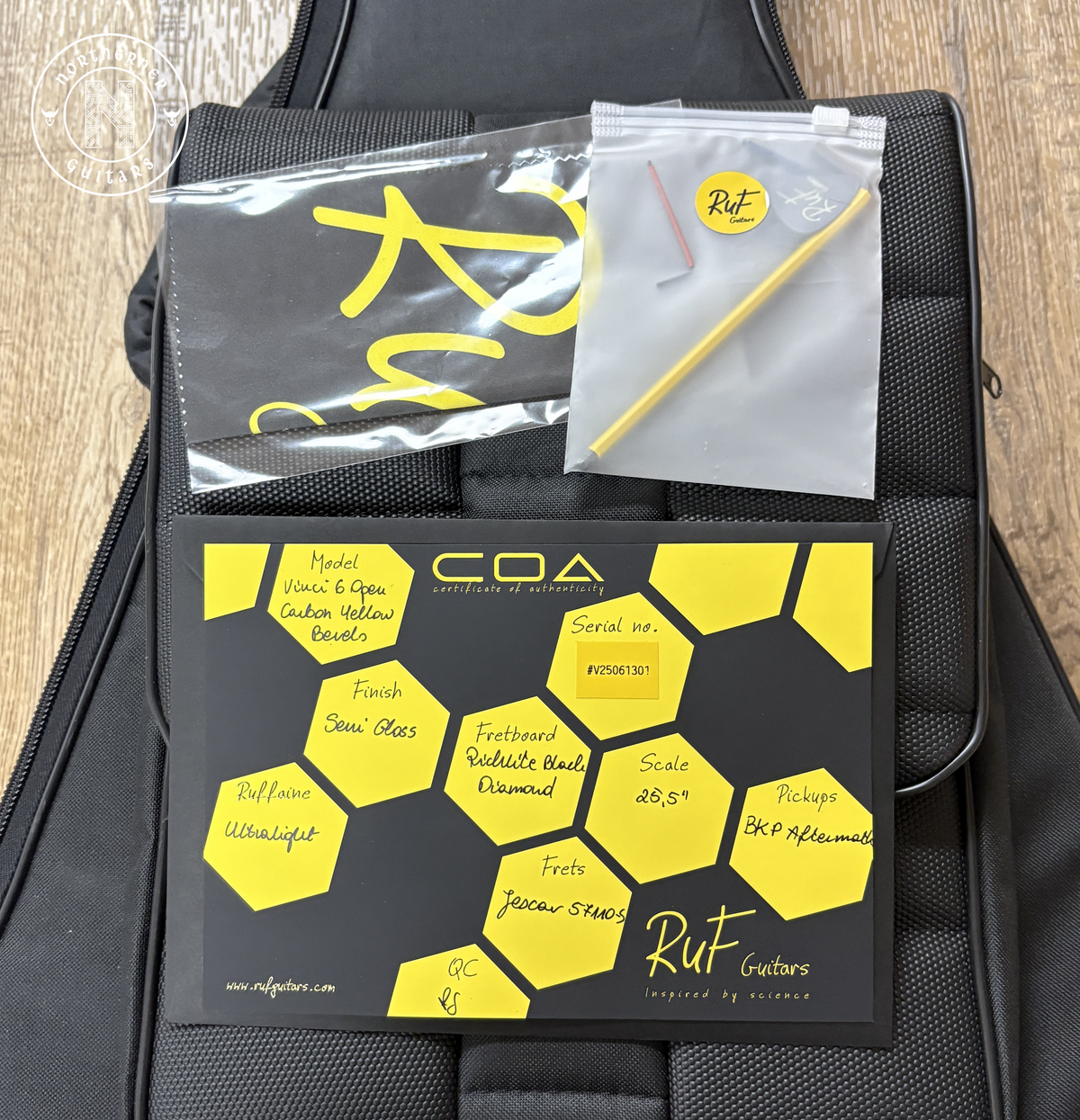 NEW Ruf Guitars Vinci 6 Open Carbon Yellow Bevels