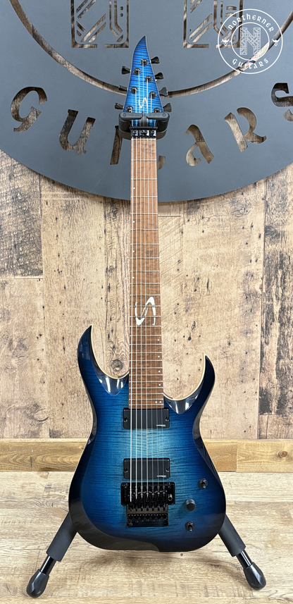 NEW Skervesen Nebelung 7 27" Baritone Flame Maple Blue Burst