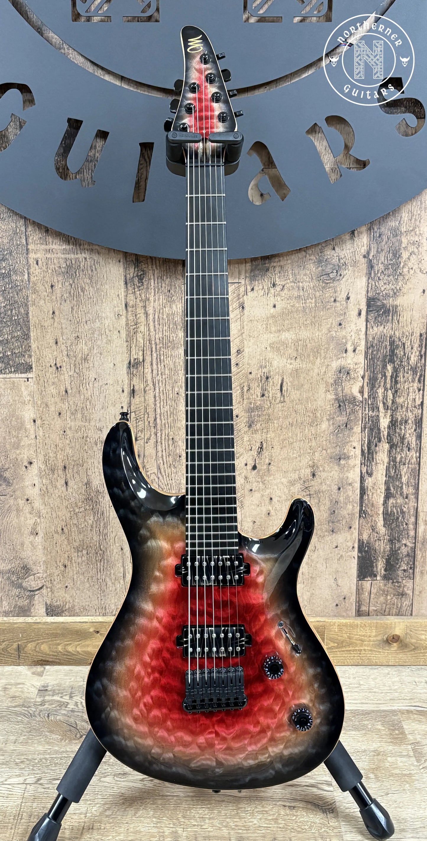 USED Mayones Regius Core 7 Quilt Maple 2018 Trans Galaxy Eye Red Gloss - Northerner Guitars