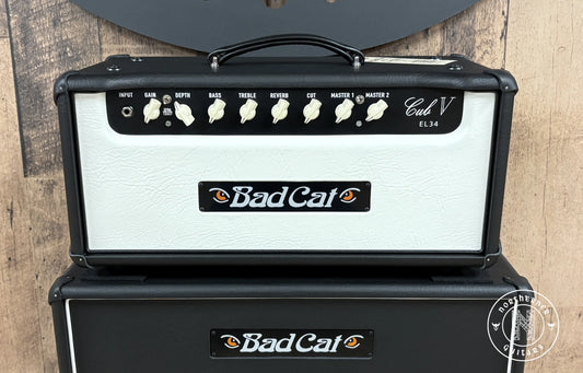 NEW Bad Cat Cub V EL34 Hand-Wired 40W Head 2025 Ebony w/ White Front Panel - Northerner Guitars