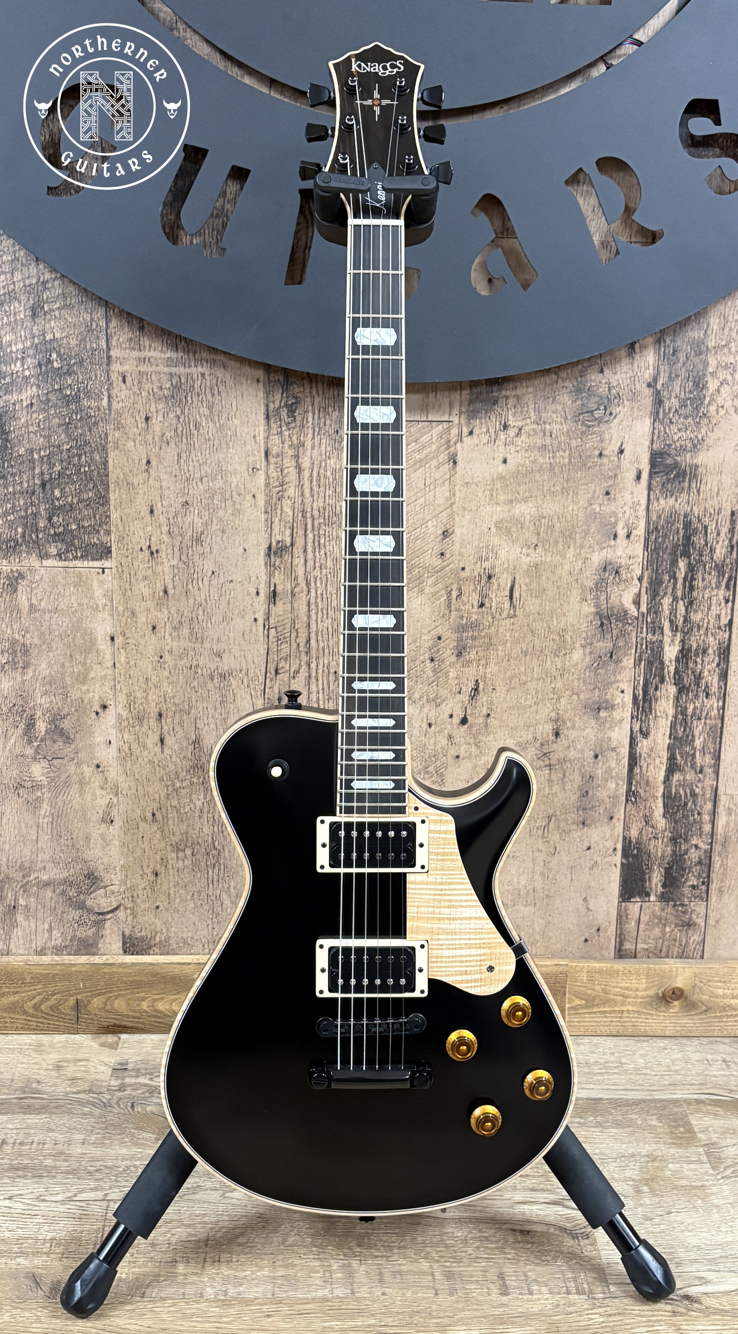 NEW Knaggs Kenai Black w/ Natural Flame Maple Binding & Pickguard