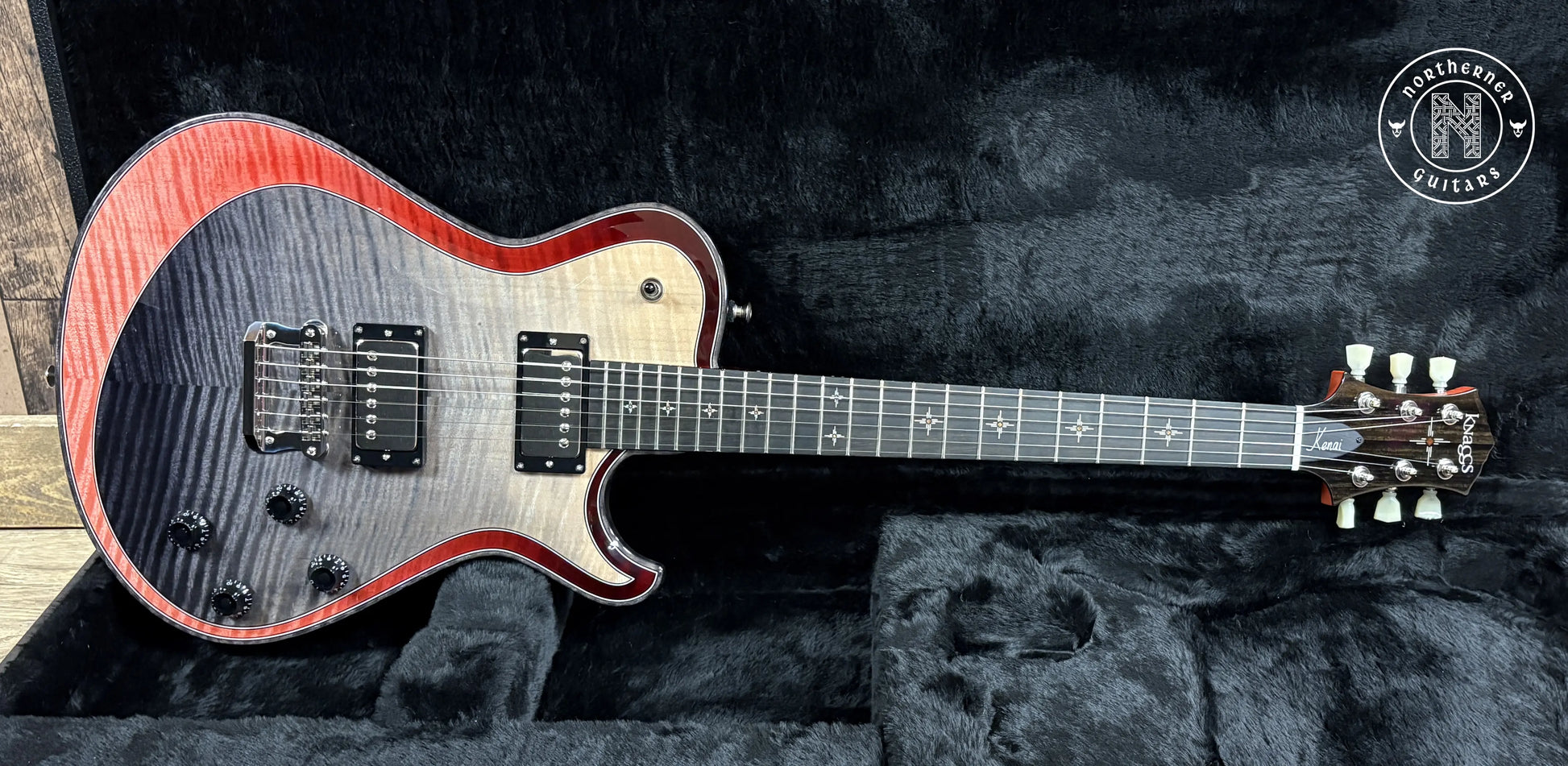 NEW Knaggs Kenai T1 Double Purfling 2025 Onyx Fade / Burgundy Fade w/ Matching Stained T1 Flame Maple Neck - Northerner Guitars