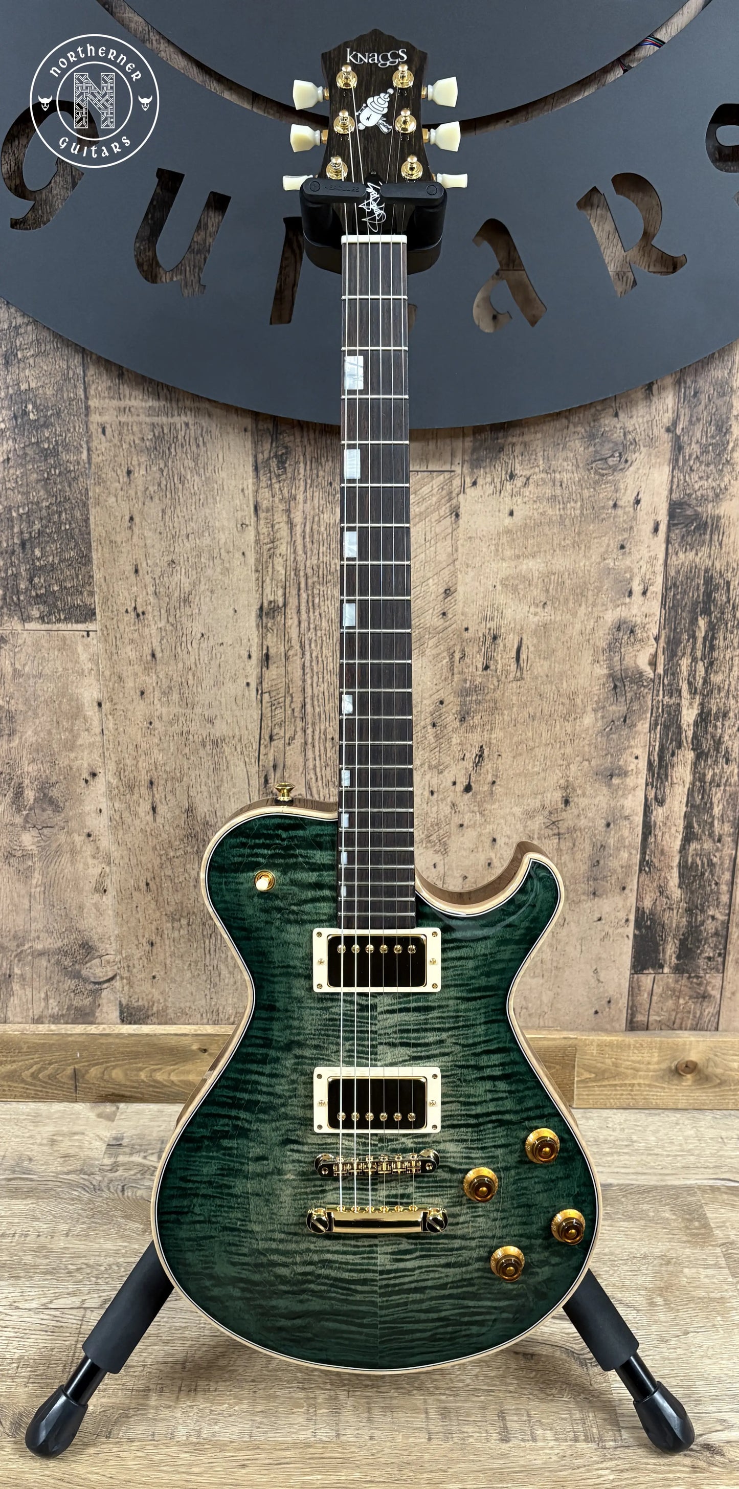 NEW Knaggs SSC T1 Steve Stevens Signature 2025 Jade Burst w/ Matching Flame Maple Back Northerner Guitars