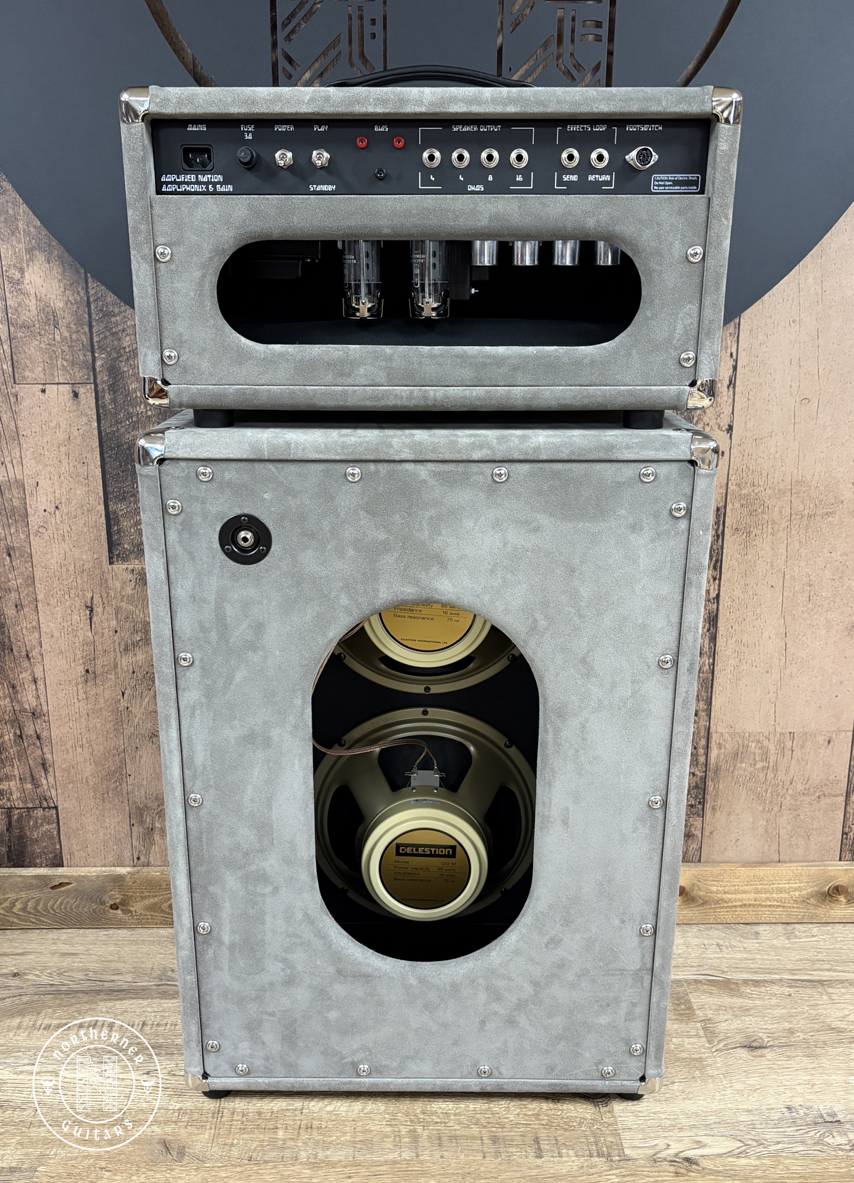 USED Amplified Nation Ampliphonix and Gain 2025 Silver Suede w/ Matching 2x12 Vertical Cab