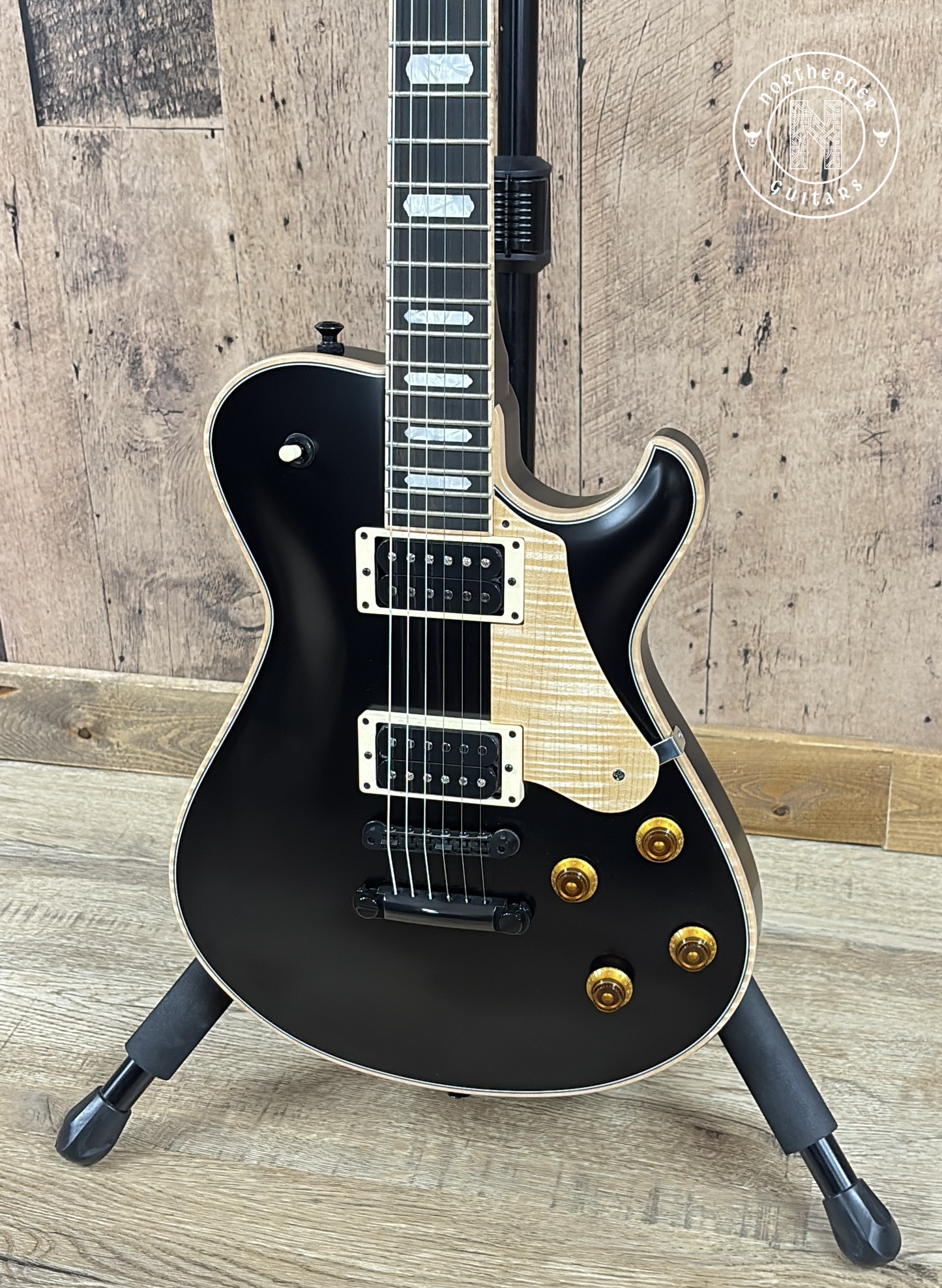 NEW Knaggs Kenai Black w/ Natural Flame Maple Binding & Pickguard