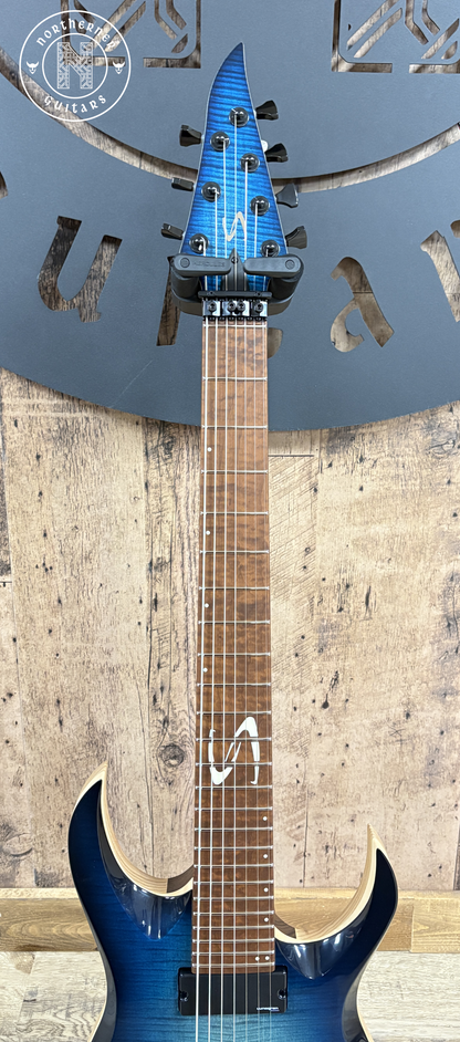 NEW Skervesen Nebelung 7 27" Baritone Flame Maple Blue Burst