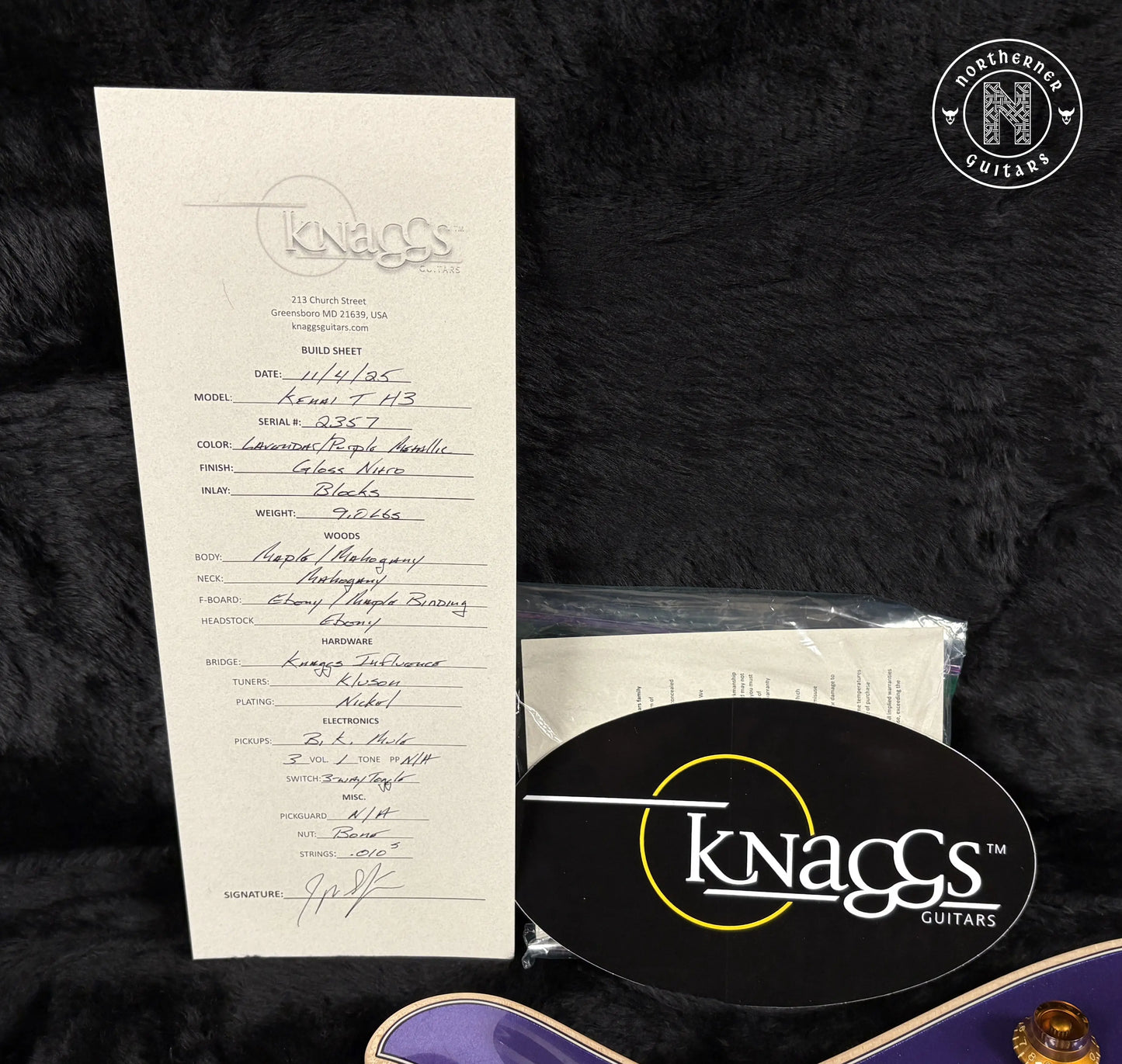 NEW Knaggs Kenai T HHH 2025 Lavender Purple Metallic - Northerner Guitars