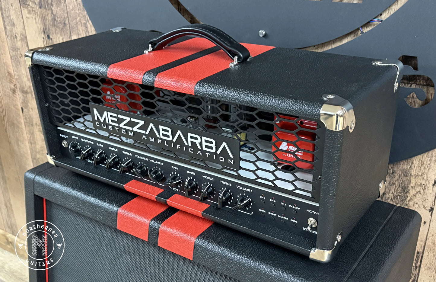 NEW Mezzabarba Trinity 50W EL34 2025 Custom Black w/ Red Racing Stripes Tolex & Red Transformers - Northerner Guitars