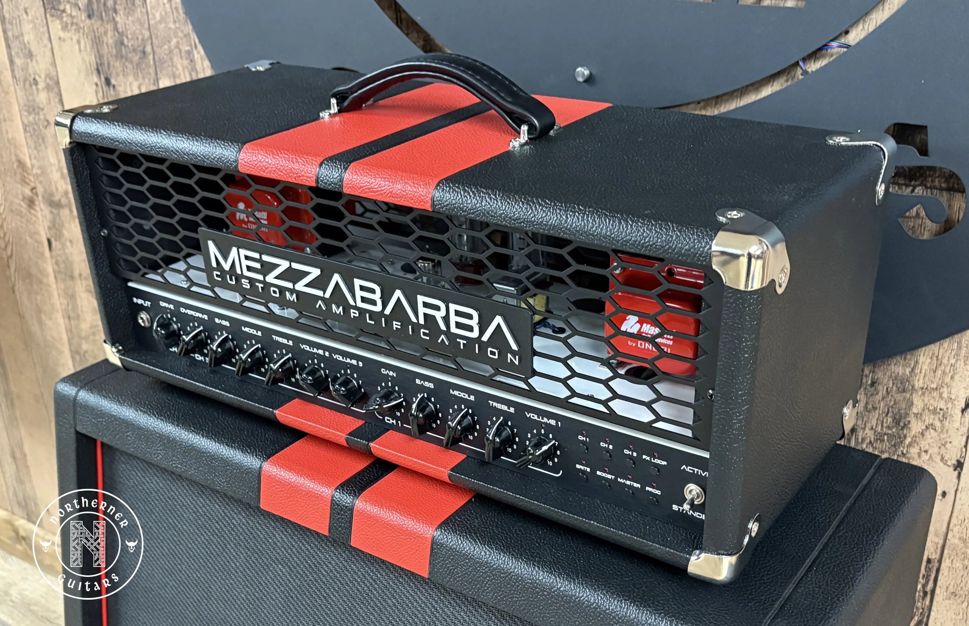 NEW Mezzabarba Trinity 50W EL34 2025 Custom Black w/ Red Racing Stripes Tolex & Red Transformers - Northerner Guitars