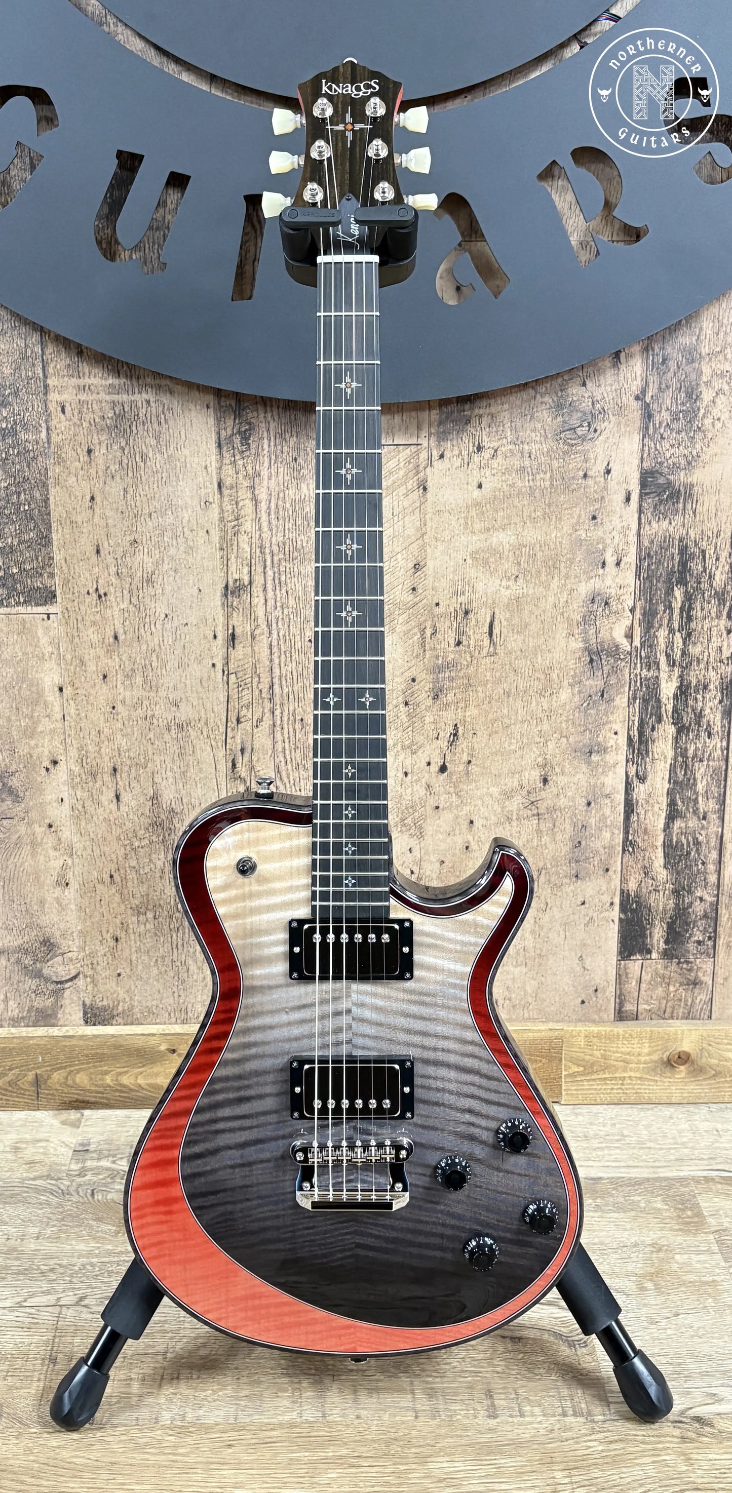 NEW Knaggs Kenai T1 Double Purfling 2025 Onyx Fade / Burgundy Fade w/ Matching Stained T1 Flame Maple Neck - Northerner Guitars