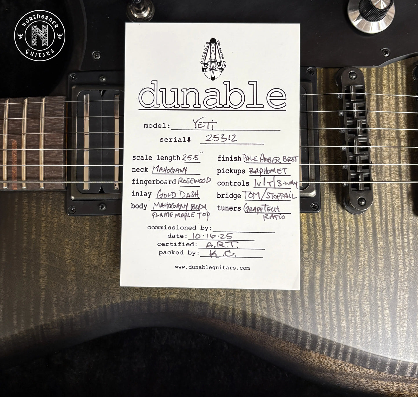 NEW Dunable Yeti 2025 Flame Maple Pale Amber Burst - Northerner Guitars