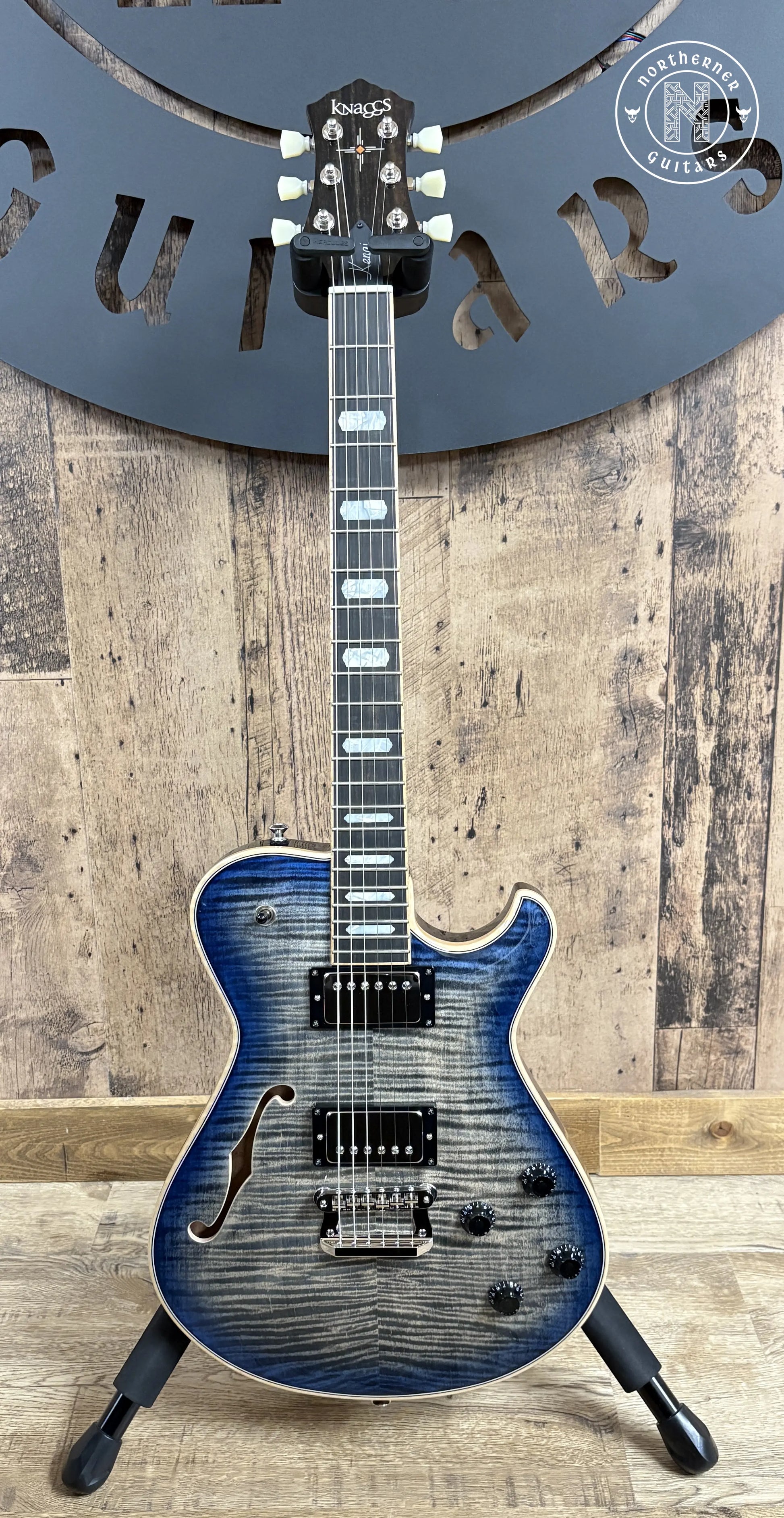 NEW Knaggs Kenai Hollowbody T1 2025 Charcoal / Blue Burst - Northerner Guitars