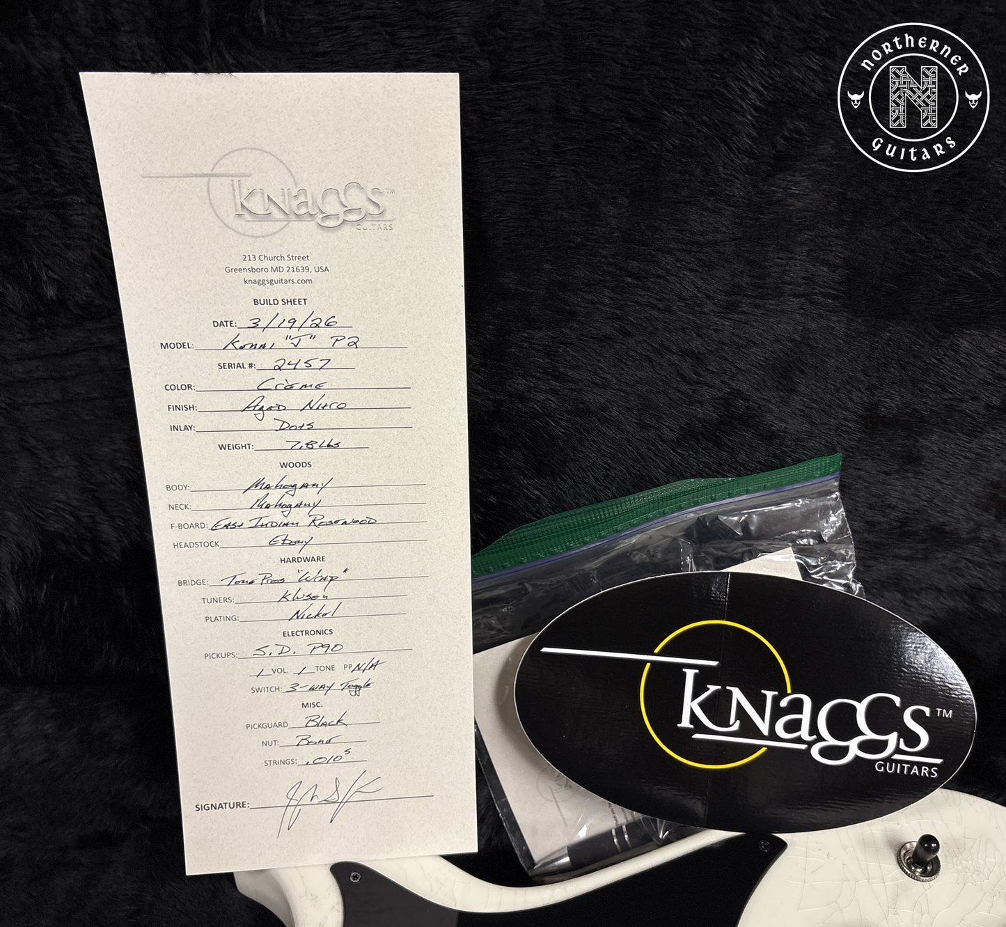 NEW Knaggs Kenai J P2 Creme Heavy Relic