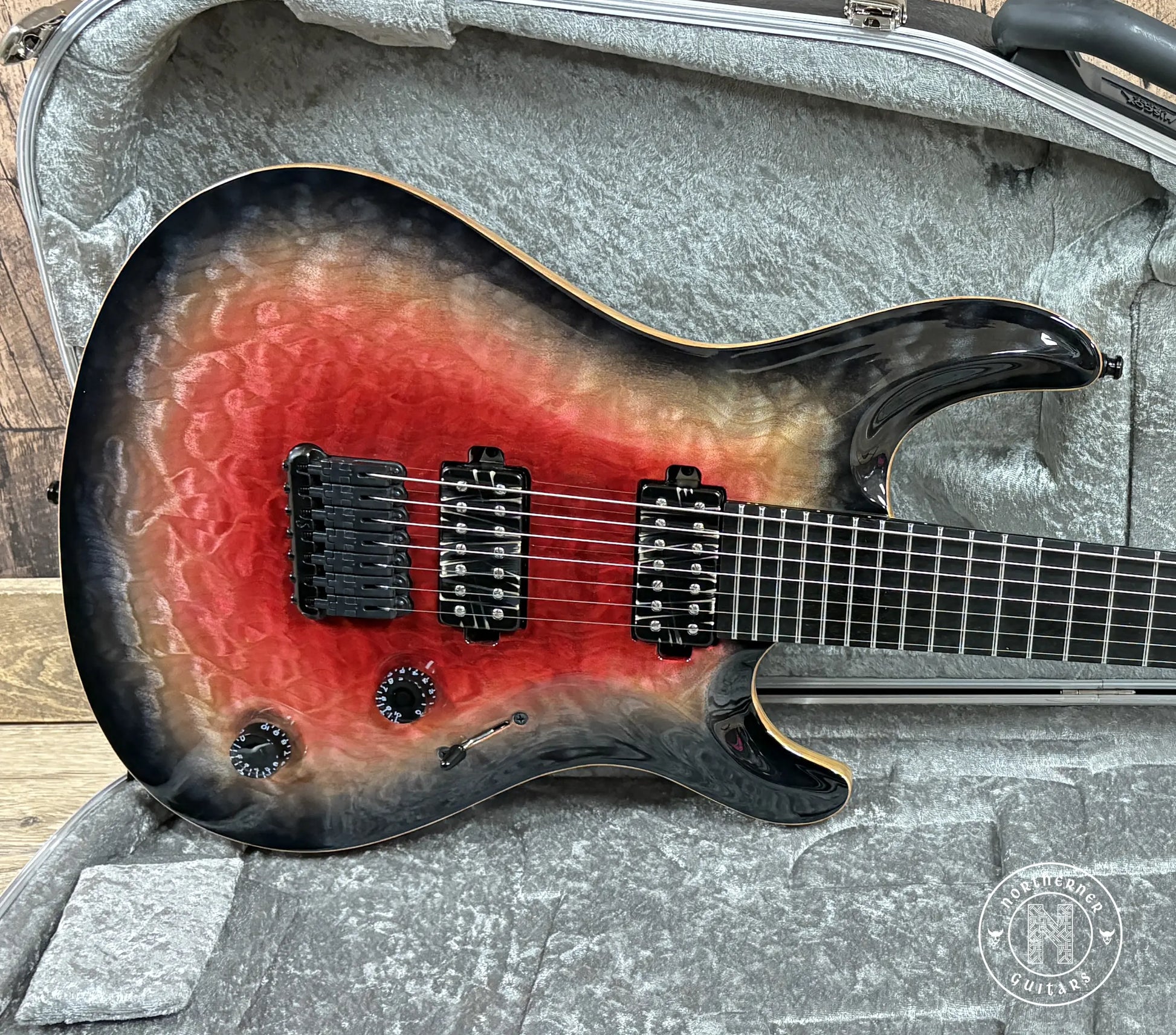 USED Mayones Regius Core 7 Quilt Maple 2018 Trans Galaxy Eye Red Gloss - Northerner Guitars