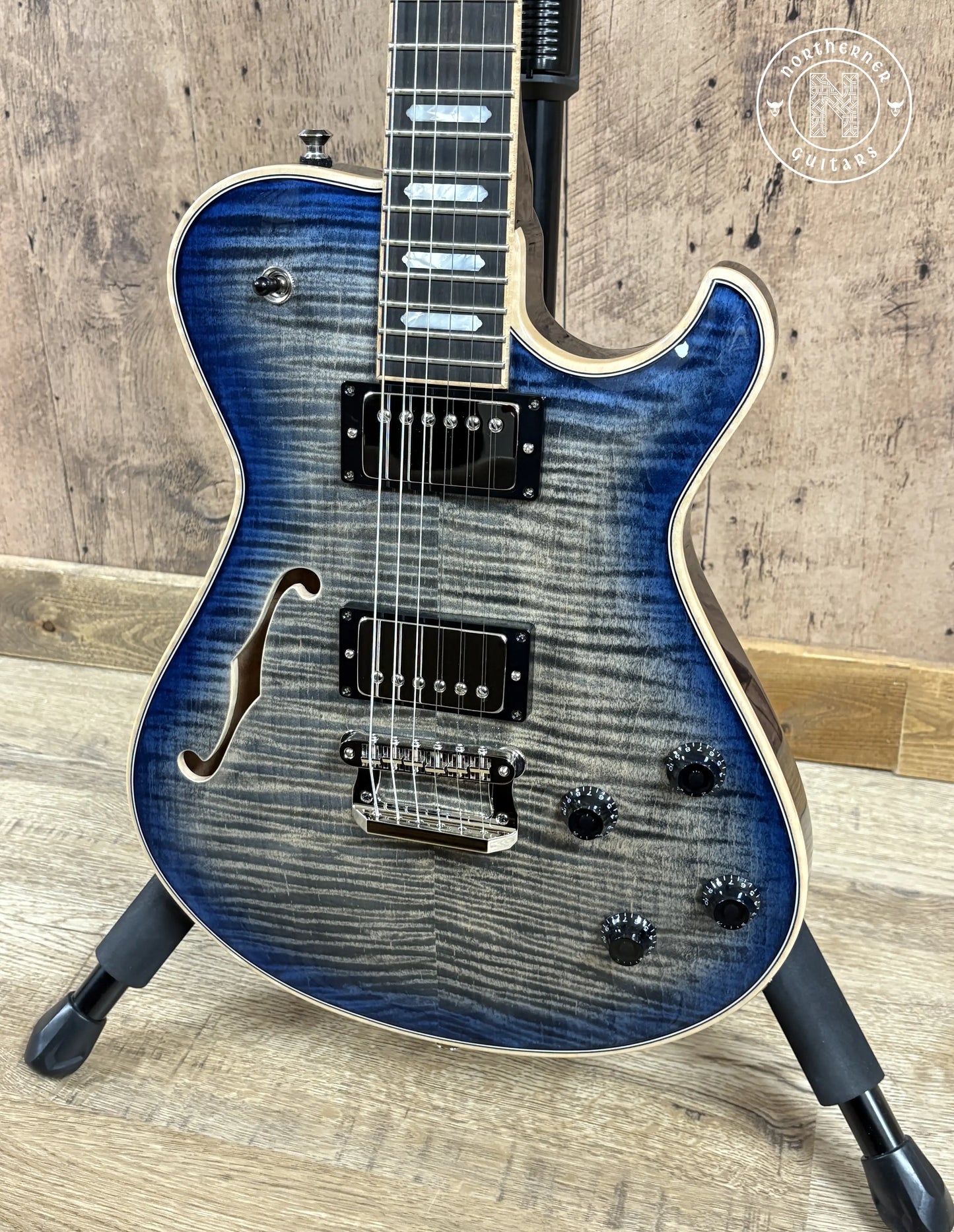 NEW Knaggs Kenai Hollowbody T1 2025 Charcoal / Blue Burst - Northerner Guitars