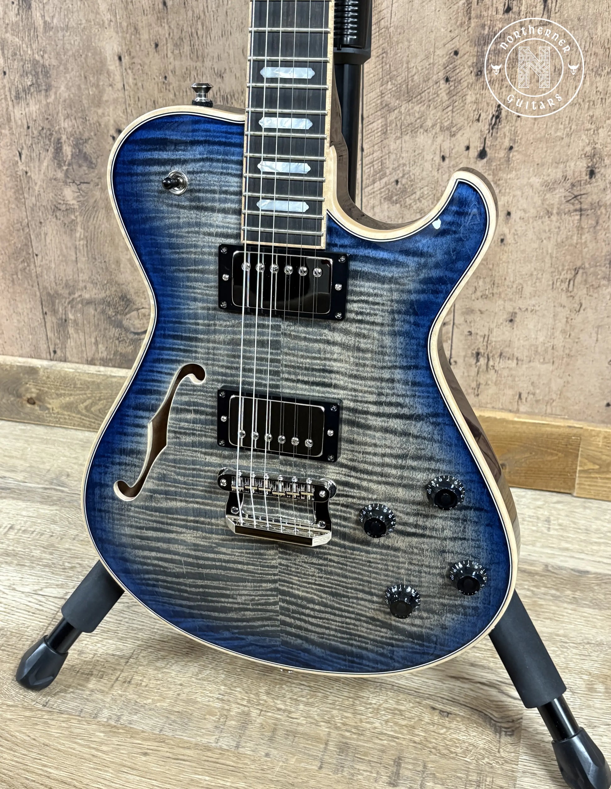 NEW Knaggs Kenai Hollowbody T1 2025 Charcoal / Blue Burst - Northerner Guitars