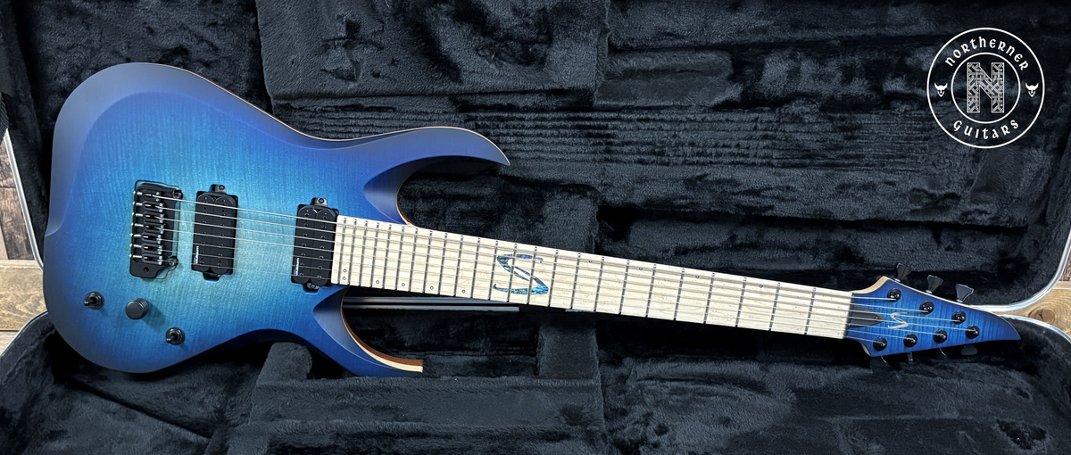 NEW Skervesen Nebelung 7 27" Flame Maple Blue Burst