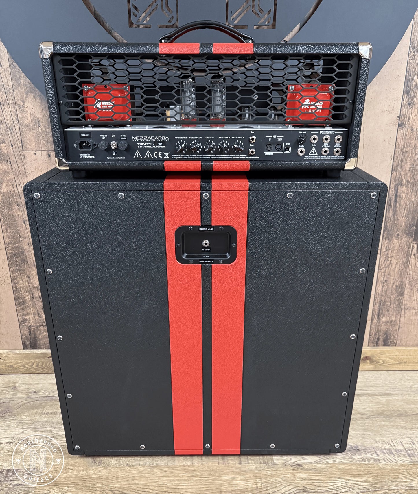 NEW Mezzabarba Trinity 50W EL34 2025 Custom Black w/ Red Racing Stripes Tolex & Red Transformers - Northerner Guitars