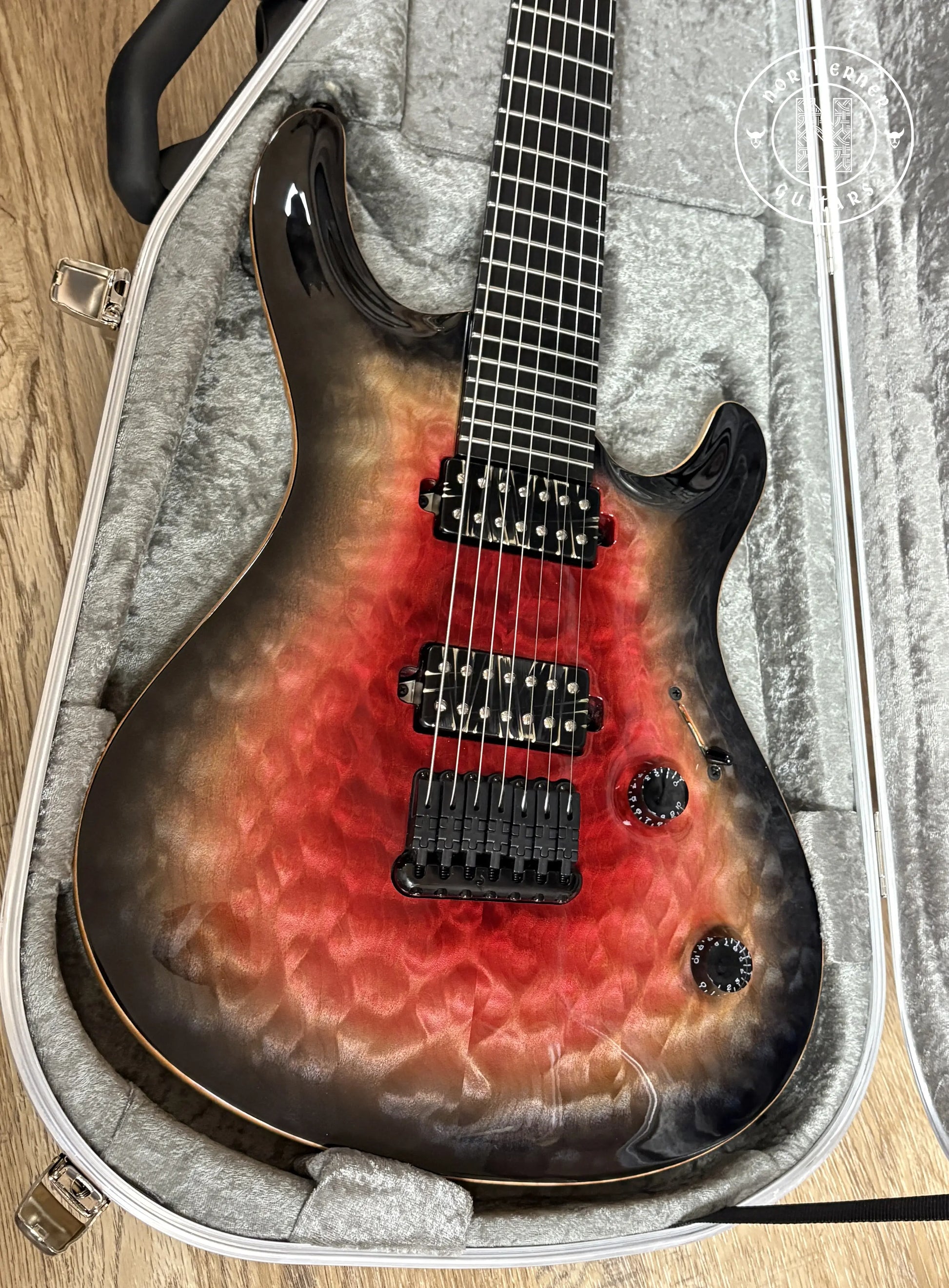 USED Mayones Regius Core 7 Quilt Maple 2018 Trans Galaxy Eye Red Gloss - Northerner Guitars