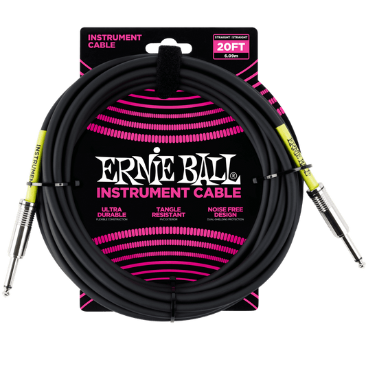 Ernie Ball Classic Instrument Cable Straight/Straight 20ft - Black