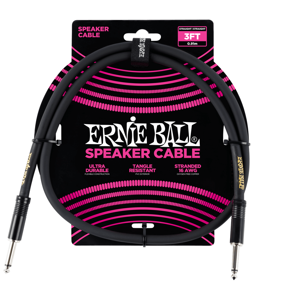 Ernie Ball Classic Speaker Cable Straight/Straight 3ft - Black